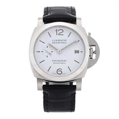 Stainless Steel Alligator 40mm Luminor Quaranta Automatic Watch White PAM01371