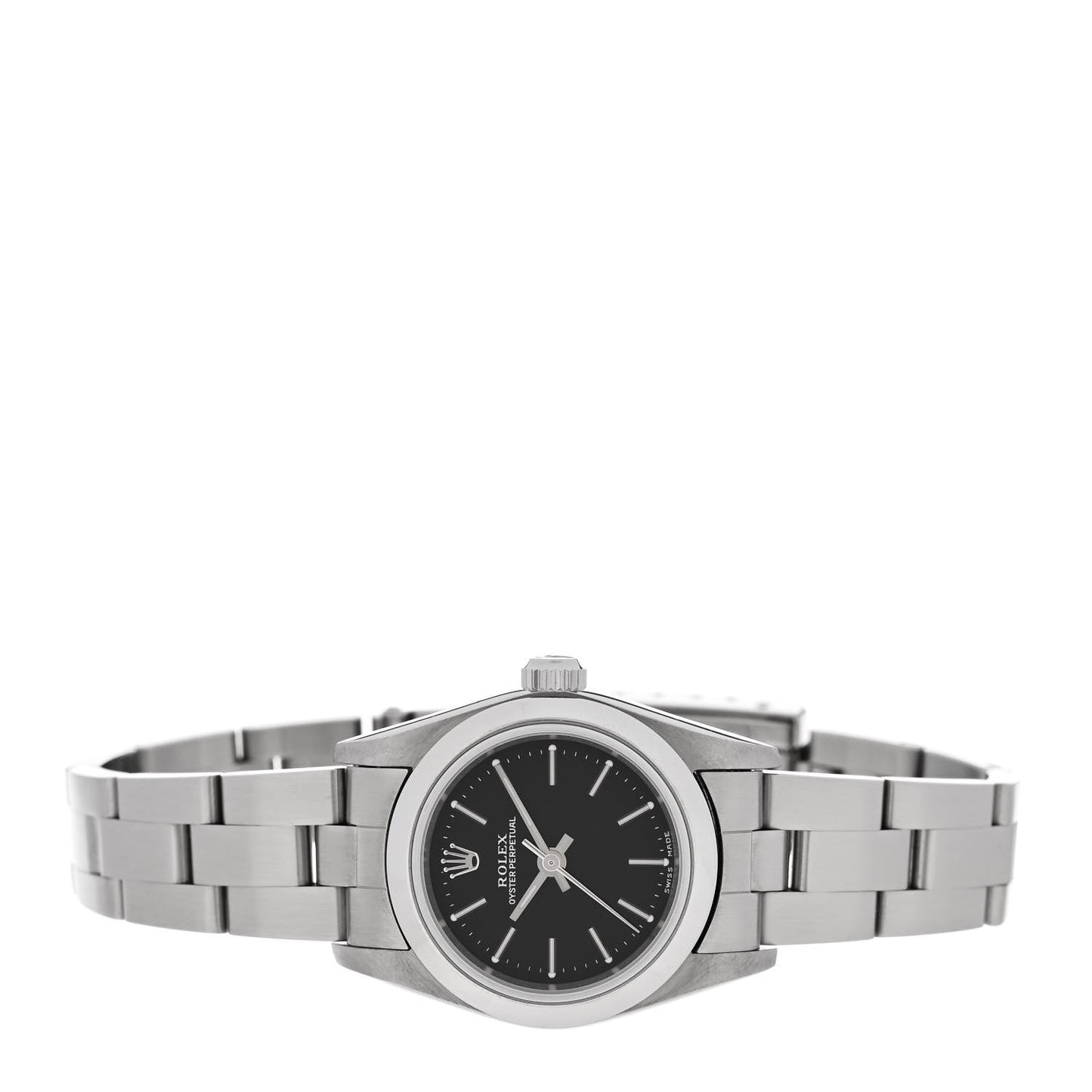 Stainless Steel 24mm Oyster Perpetual Watch Black 76080