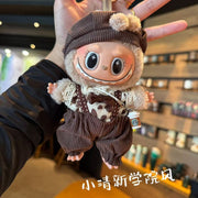 (Baby + clothes) Sitting party baby clothes plush vinyl face doll bag pendant girl gift