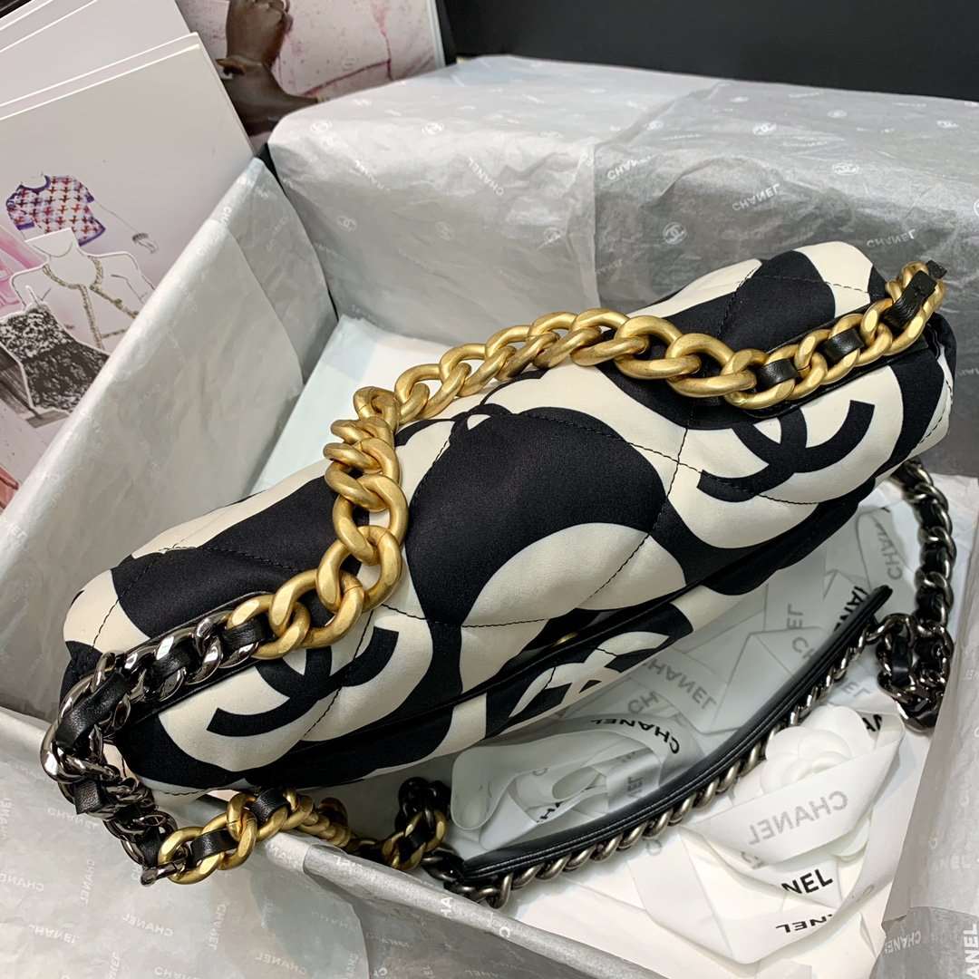 Chanel 19 Large Flap black ecru Leather bag
