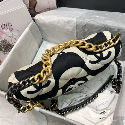 Chanel 19 Large Flap black ecru Leather bag