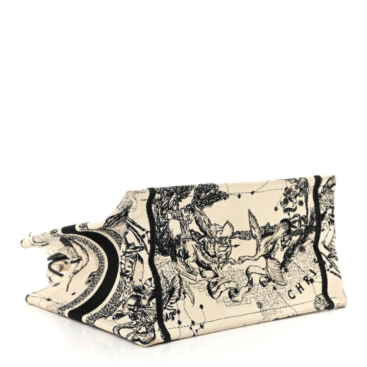 Christian Dior Canvas Embroidered Small Zodiac Toile De Jouy Book Tote Latte Rovelle Bags