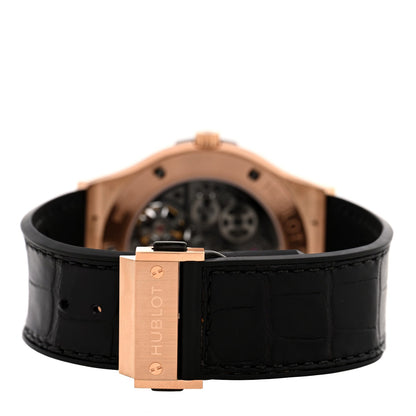 18K Rose Gold Alligator 42mm Classic Fusion Ultra-Thin Manual Winding Watch Grey 545.OX.0180.LR