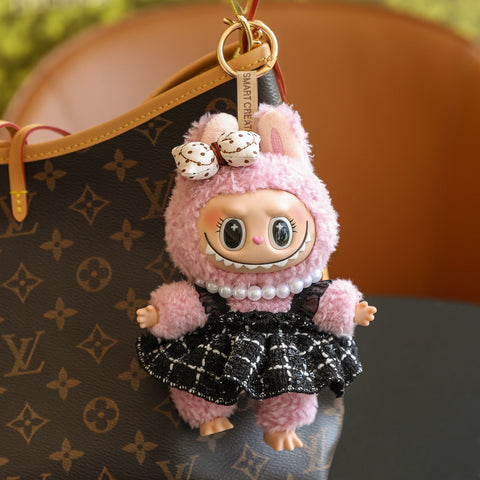 (Baby + clothes) Sitting party baby clothes plush vinyl face doll bag pendant girl gift