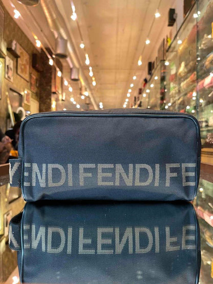 Fendi Canvas Logo Travel Zip Pouch Rovelle Bags