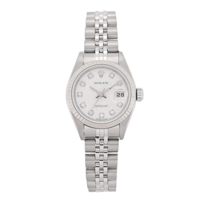 Stainless Steel 18K White Gold Diamond 26mm Oyster Perpetual Datejust Watch Silver Jubilee 79174