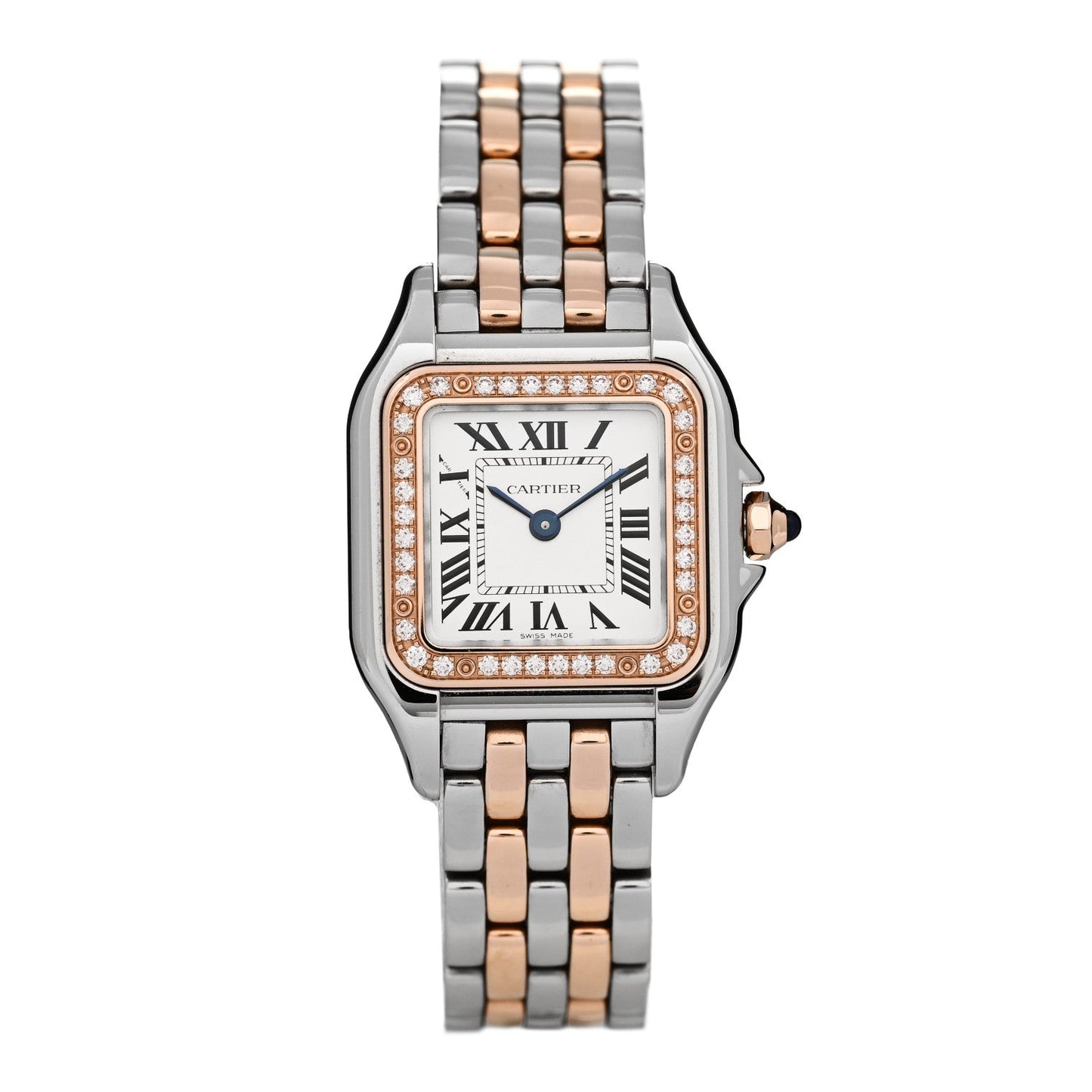 Stainless Steel 18K Pink Gold Diamond 22mm Panthere Quartz Watch