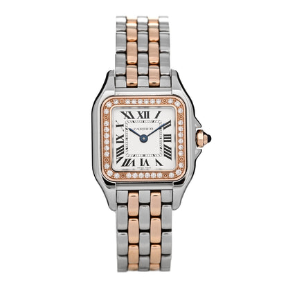 Stainless Steel 18K Pink Gold Diamond 22mm Panthere Quartz Watch