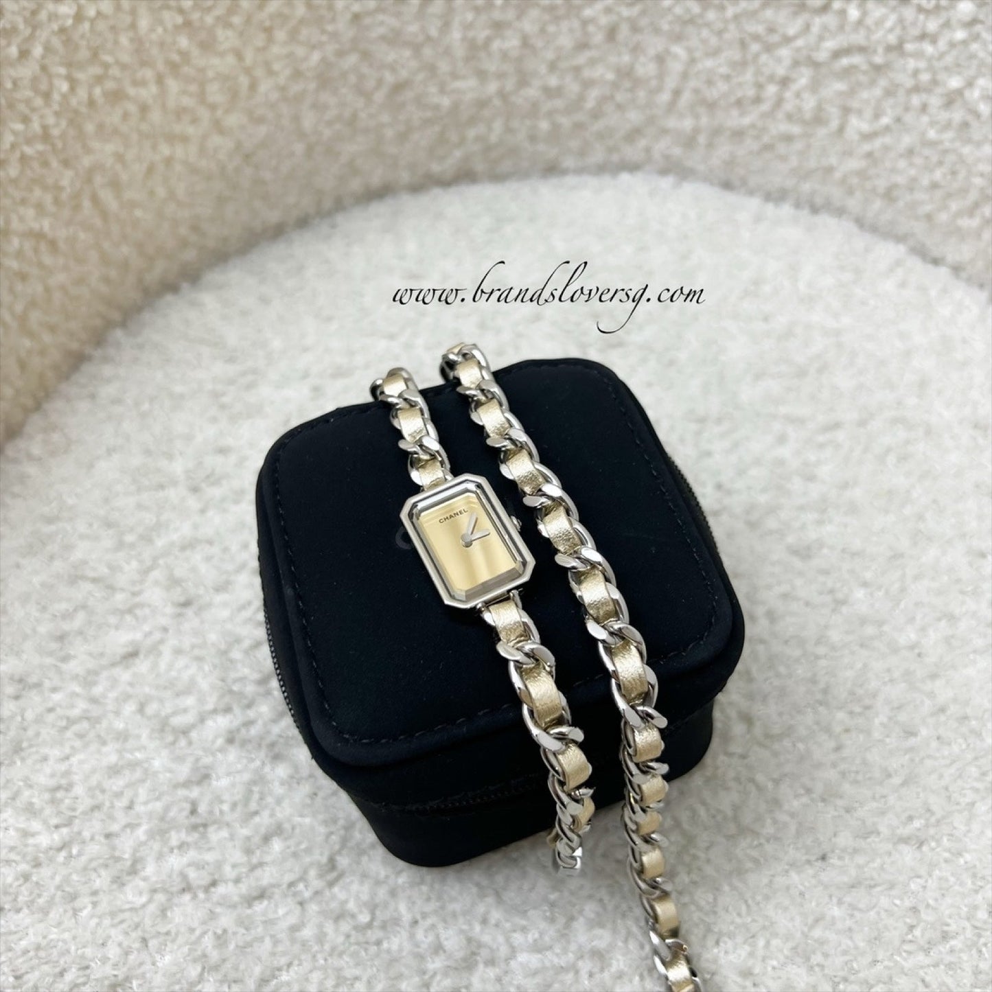 [Serviced for $745 in Jan 2026] Chanel Premiere Rock Triple Row Watch in Silver Tone Steel Hardware and Champagne Gold Leather
