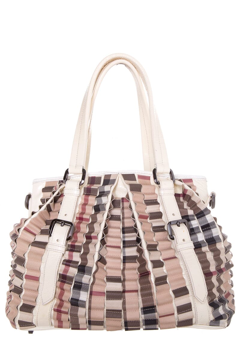Burberry Cartridge Novacheck Leather Cream Satchel Bag