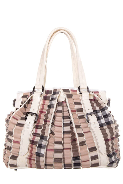 Burberry Cartridge Novacheck Leather Cream Satchel Bag