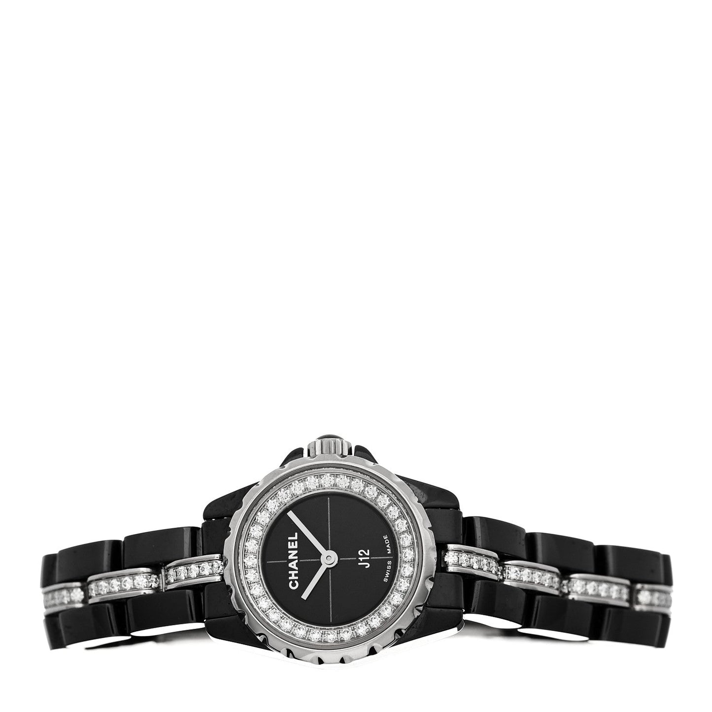 Stainless Steel Ceramic Diamond Bezel 19mm J12 XS Quartz Watch Black