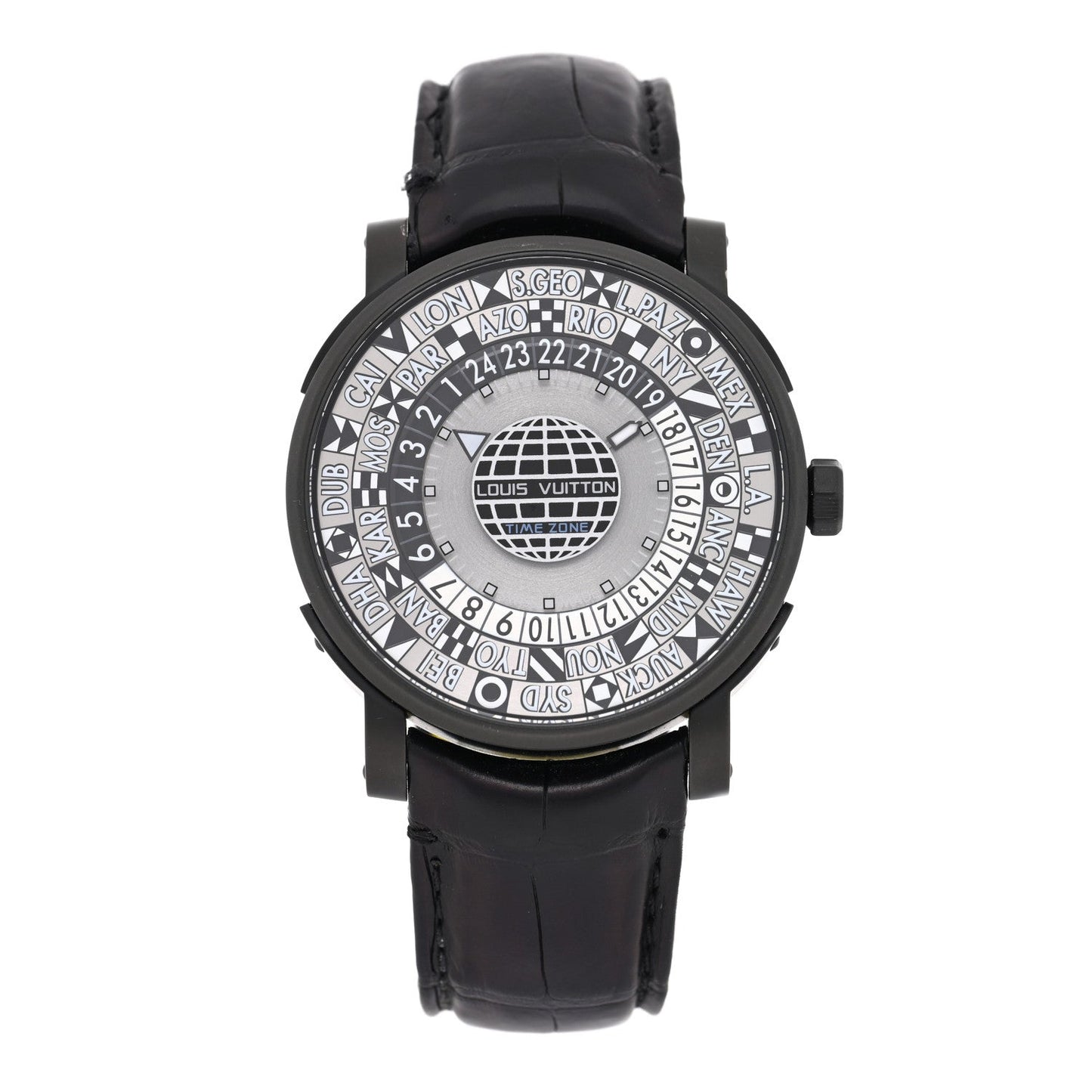 Stainless Steel Alligator 39mm Escale Time Zone Automatic Watch Grey