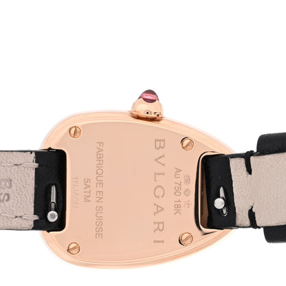 18K Rose Gold Calfskin Diamond Bezel 20mm Serpenti Double Wrap Quartz Watch Red
