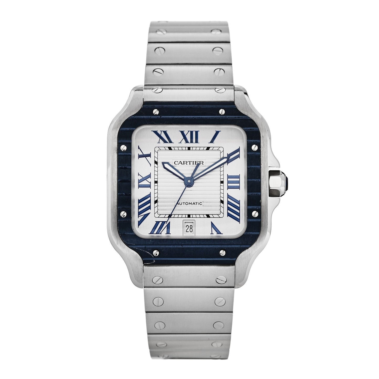Stainless Steel 39.8mm Santos De Cartier Automatic Watch Grey