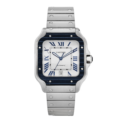 Stainless Steel 39.8mm Santos De Cartier Automatic Watch Grey