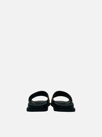 FENDI Fendace Gold & Black Size EU 39 Slides Rovelle Bags