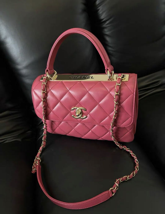 Chanel Pink Coco Handle Medium Size Rovelle Bags