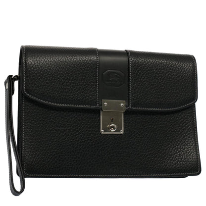 Burberry Auth Leather Black Clutch Bag Style 2