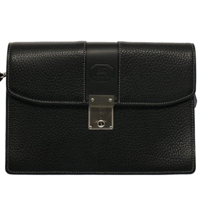 Burberry Auth Leather Black Clutch Bag Style 2