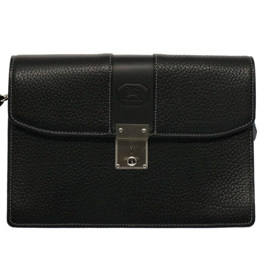 Burberry Auth Leather Black Clutch Bag Style 2