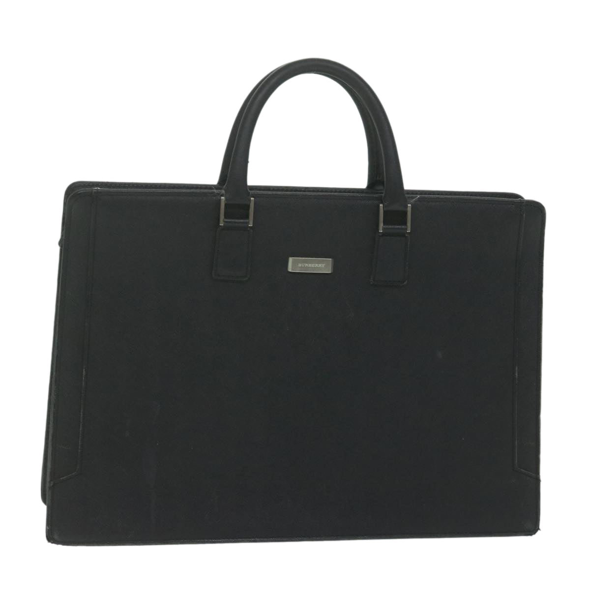 Burberry Briefcase Auth Leather Black Handbag