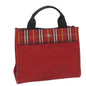 Luxury Burberry Nova Check Hand Bag Nylon Red Auth ep2927