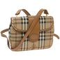 Luxury BurberrySs Nova Check Shoulder Bag PVC Leather Beige Auth ep3552