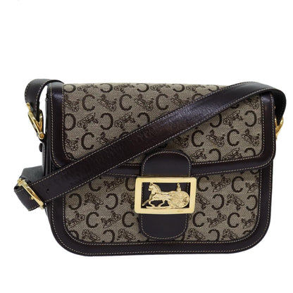 Luxury CELINE C Macadam Horse Carriage Shoulder Bag Beige ep4291