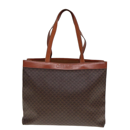 Luxury CELINE Macadam Canvas Tote Bag PVC Leather Brown ep4528