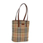 Luxury Burberry Nova Check Tote Bag Canvas Beige Auth ep4573