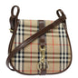 Luxury BurberrySs Nova Check Shoulder Bag Canvas Beige Auth ep4701