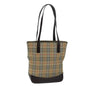 Luxury BurberrySs Nova Check Tote Bag Canvas Beige Auth ep4730