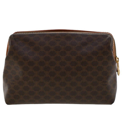 Luxury CELINE Macadam Canvas Pouch PVC Leather Brown ep867