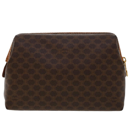 Luxury CELINE Macadam Canvas Pouch PVC Leather Brown ep868