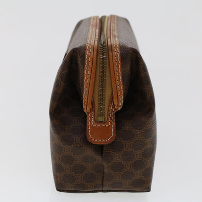 Luxury CELINE Macadam Canvas Pouch PVC Leather Brown ep868