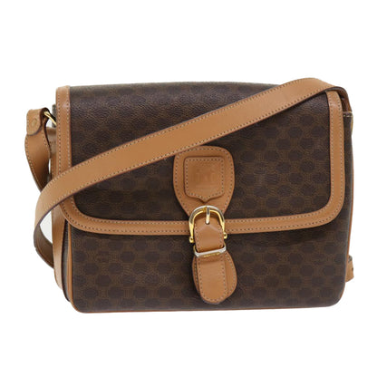 Luxury CELINE Macadam Canvas Shoulder Bag PVC Leather Brown ep905