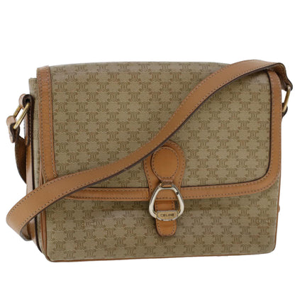 Luxury CELINE Macadam Canvas Shoulder Bag Beige ep907