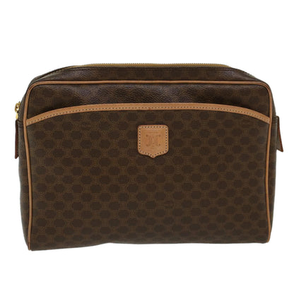 Luxury CELINE Macadam Canvas Clutch Bag PVC Leather Brown ep963
