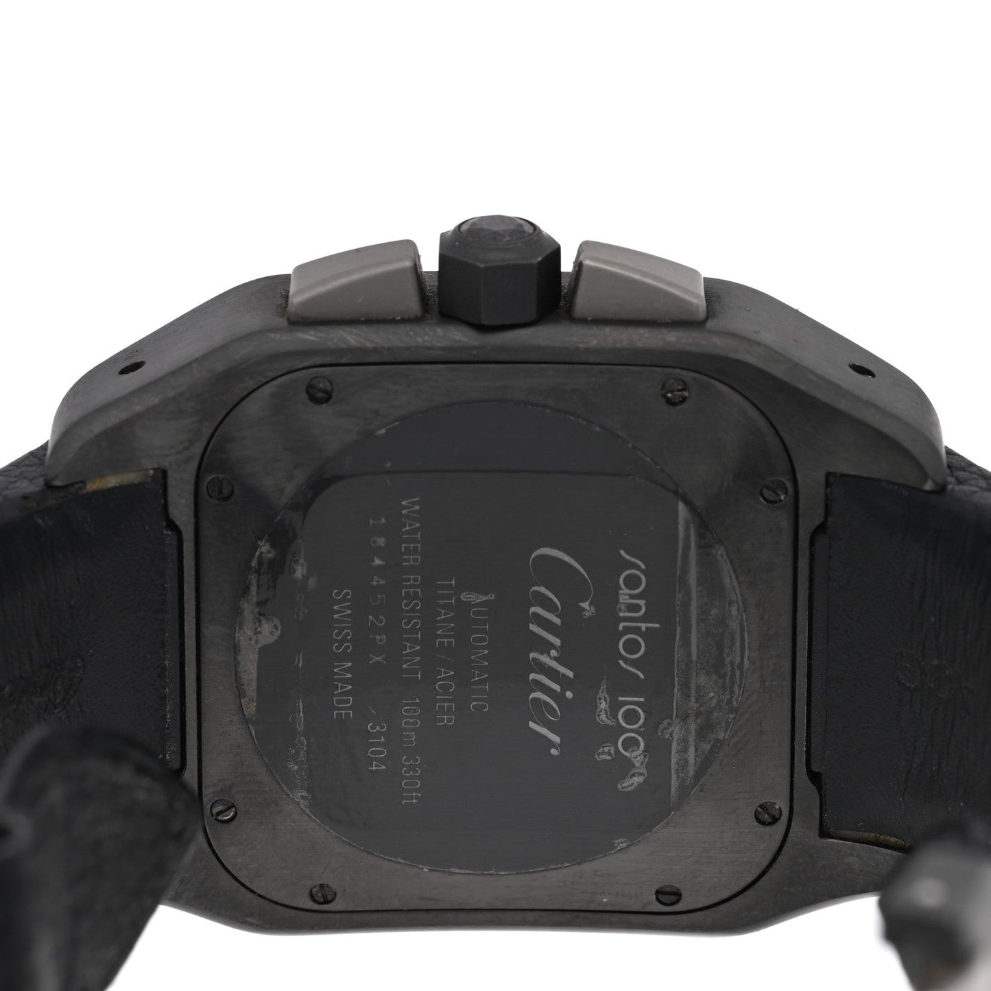 ADLC Titanium Calfskin 41mm Santos 100 Chronograph Automatic Watch Black