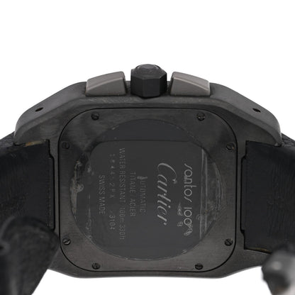 ADLC Titanium Calfskin 41mm Santos 100 Chronograph Automatic Watch Black