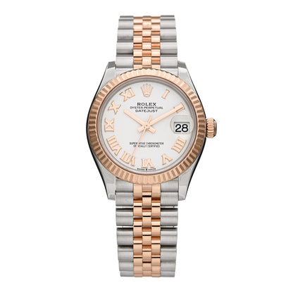 Stainless Steel 18K Everose Gold 31mm Oyster Perpetual Datejust Watch White Roman 278271