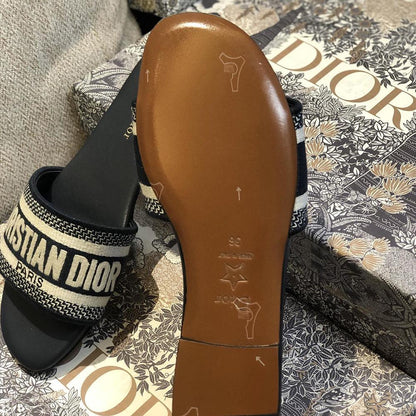 Dior Black Fabric Dway slides