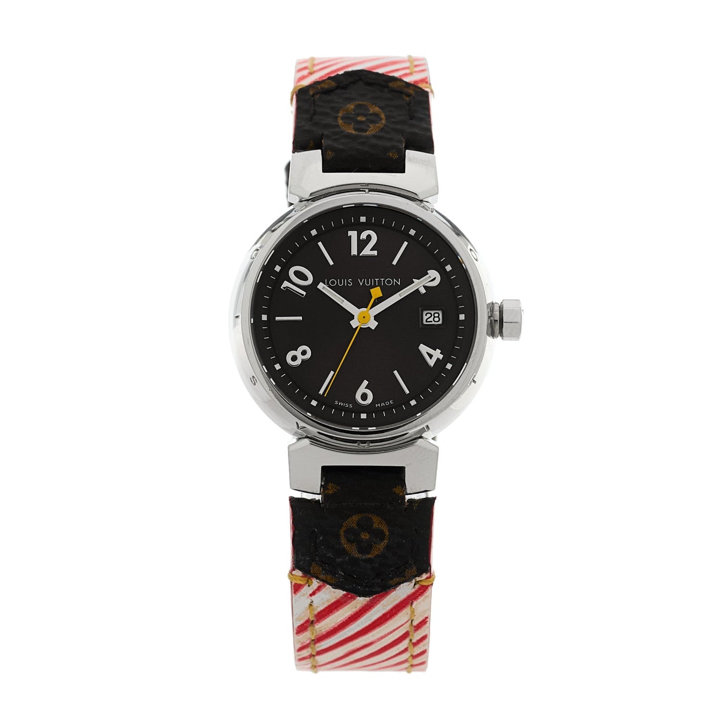 Stainless Steel Monogram 28mm Tambour Quartz Watch Brown