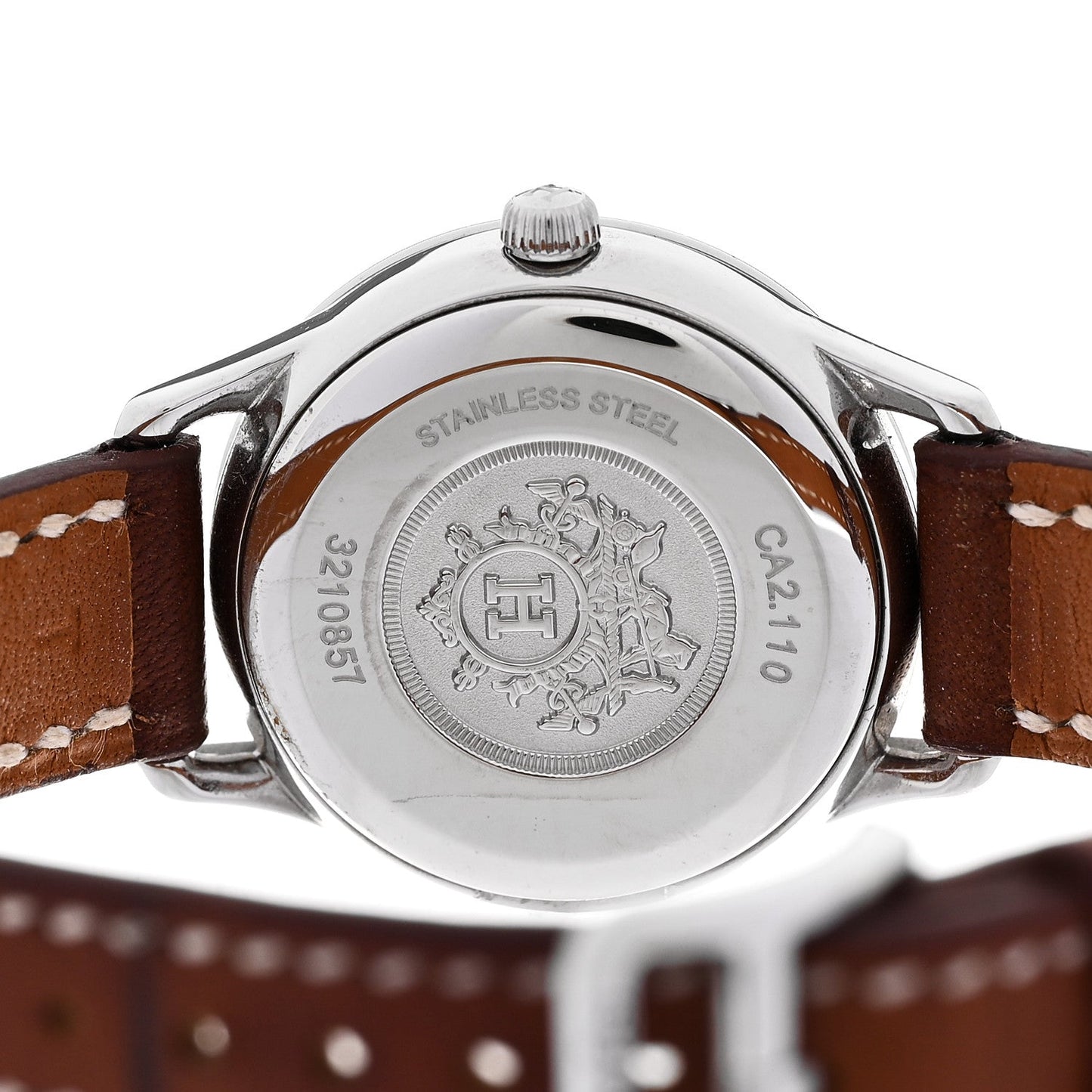 Stainless Steel Barenia 25mm Slim d'Hermes Quartz Watch Fauve