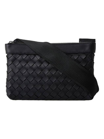 Luxury Bottega Veneta Intrecciato Classic Messenger Bag Black