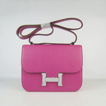 Luxury Hermes Constance Cowskin Leather Bag Peach Silver