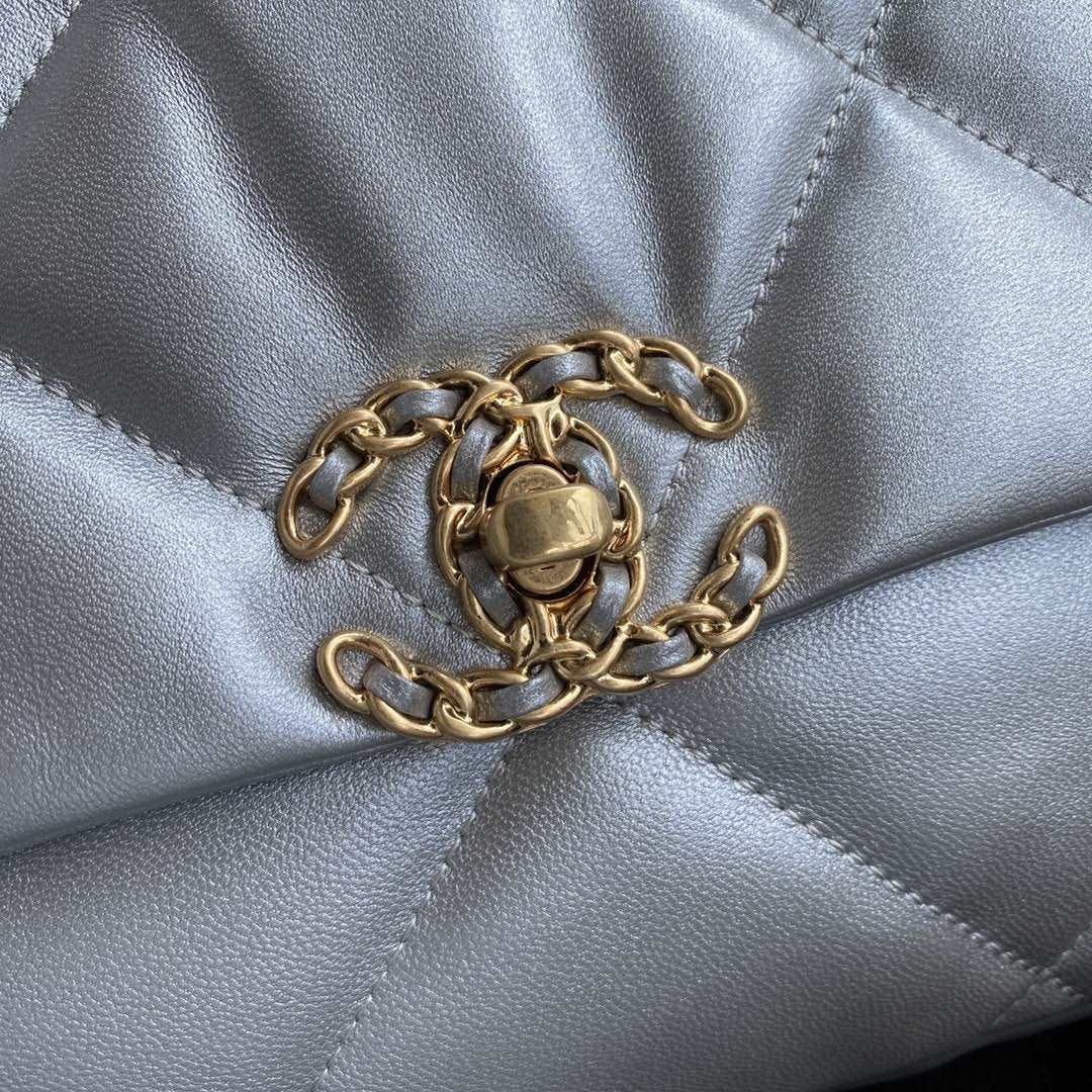CHANEL 19 Large Flap Bag Silver