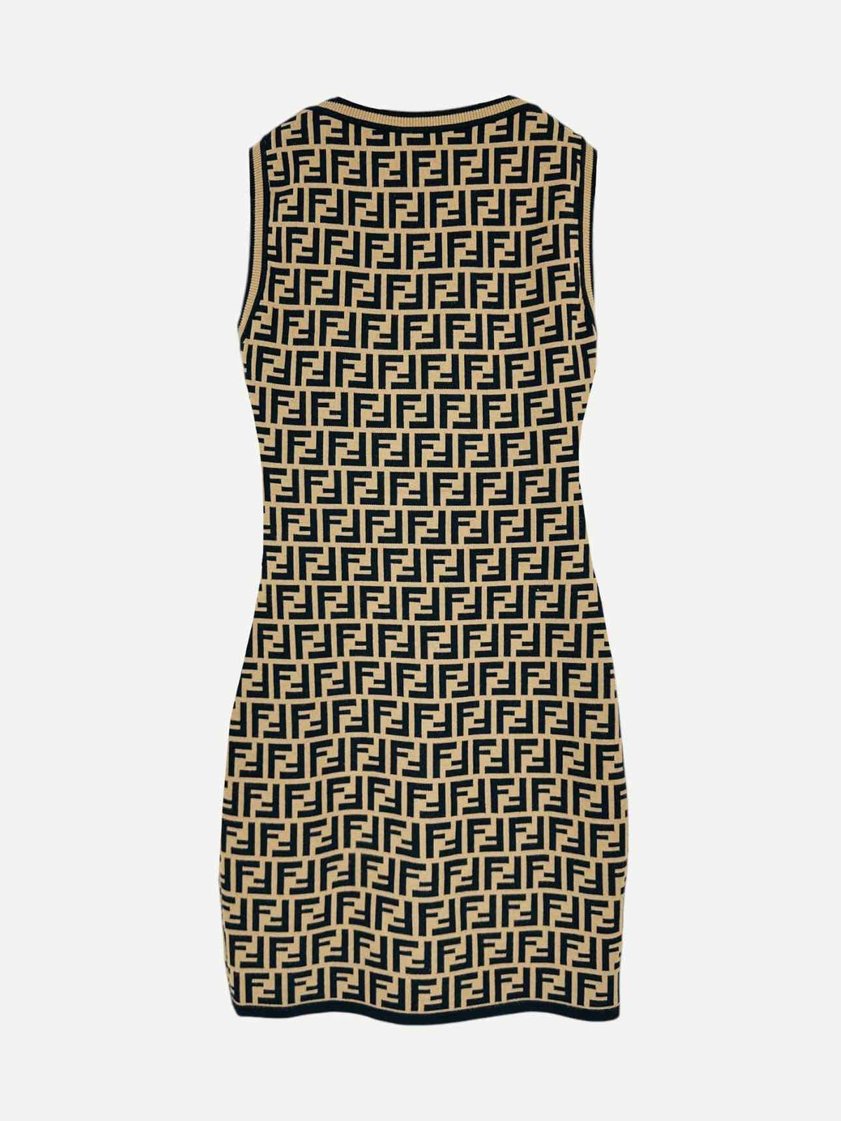 FENDI Beige & Black FF Motif Size Small Short Dress Rovelle Bags