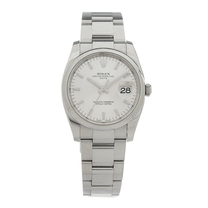 Stainless Steel 34mm Oyster Perpertual Date Watch Silver 115200